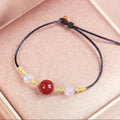 Hand-woven natural red agate bracelet and necklace set for women in a national style.