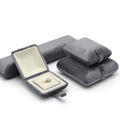 Embossed flannel jewellery gift box with shell snap button in grey or grass green for rings pendants bracelets stud earrings