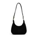 Retro commuter oval crossbody bag in PU with three-dimensional pocket, zipper change bag and mobile phone bag, black colour