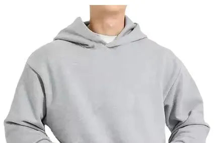 Men's fleece-lined cotton pullover hoodie sweater with wool lining in solid colour options