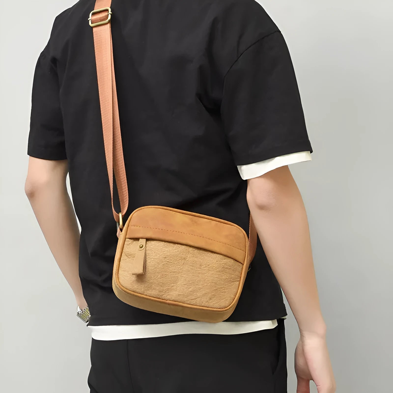 Men's waterproof paper crossbody bag in European and American retro style