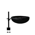 Desktop suspended cat bed with iron stand, black base, and gray plush winter nest