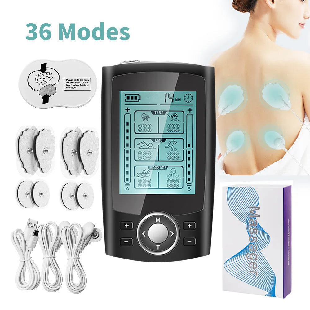 Charging Pulse USB rechargeable TENS EMS muscle stimulator with remote control in silver