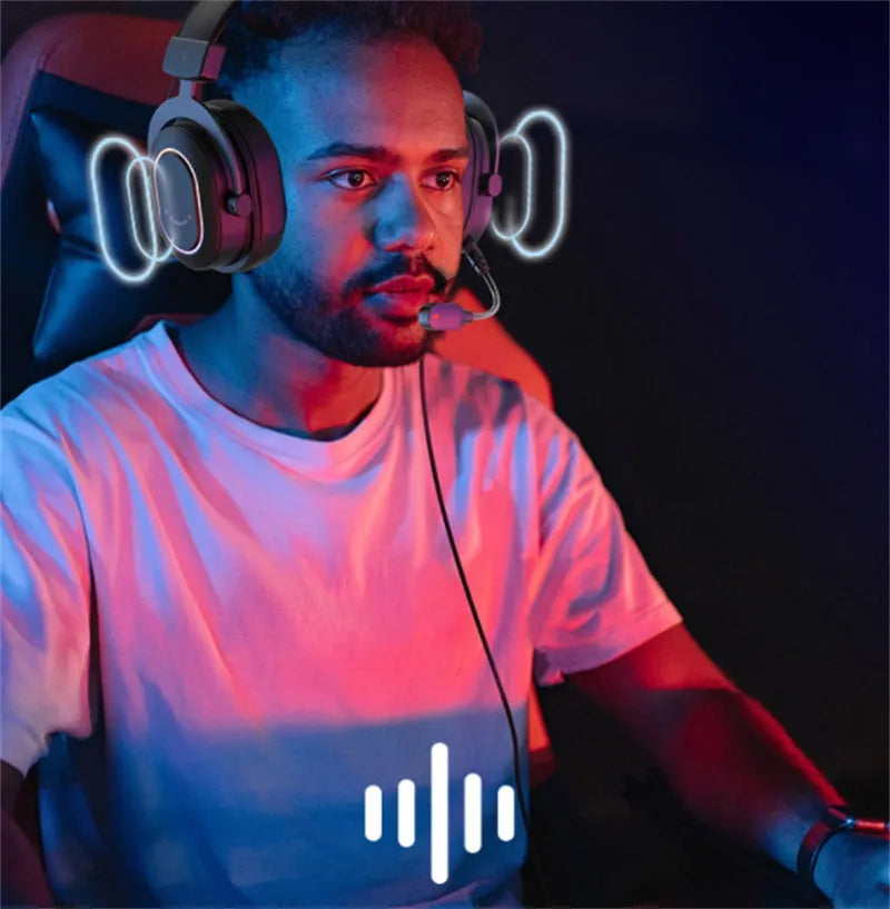Black wired gaming headset with 50mm driver unit and USB connector for PC gaming and media