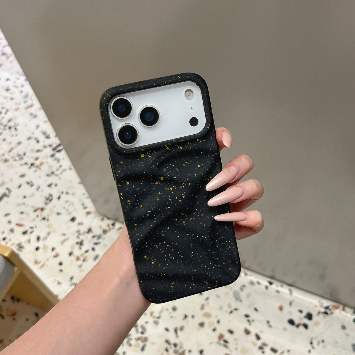 Splash ink TPU phone case in black with anti-fall protection for iPhone