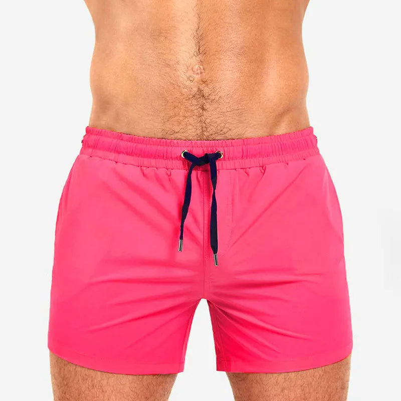 Mesh lining swimming sports shorts in polyester fabric available in six colours with size options