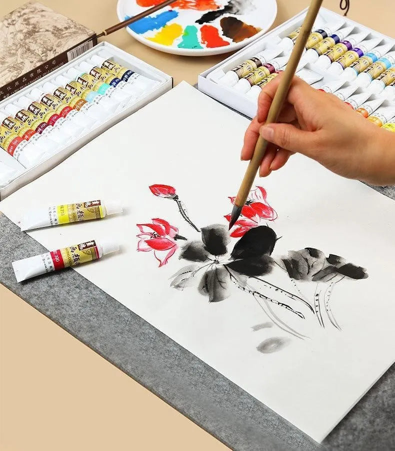 18-colour Chinese painting pigment set with 12ml and 6ml capacities and plant pigment coating pen