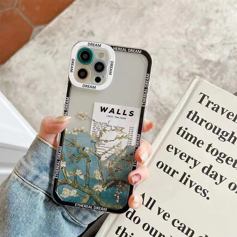 Creative oil painting silicone phone case in Magnolia pattern for Apple iPhone