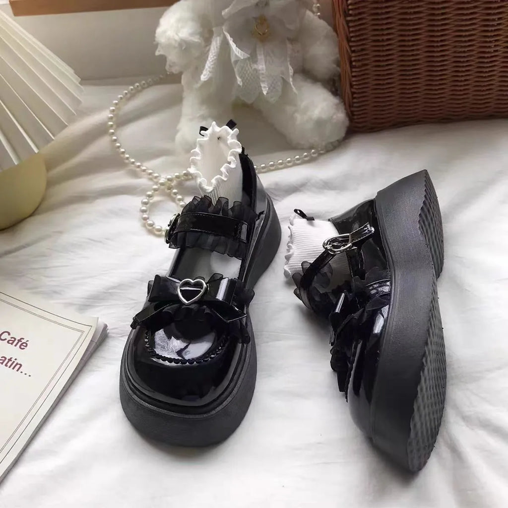 Big Head Shoes Mary Jane platform leather women's shoes in beige with a wedge heel and strap