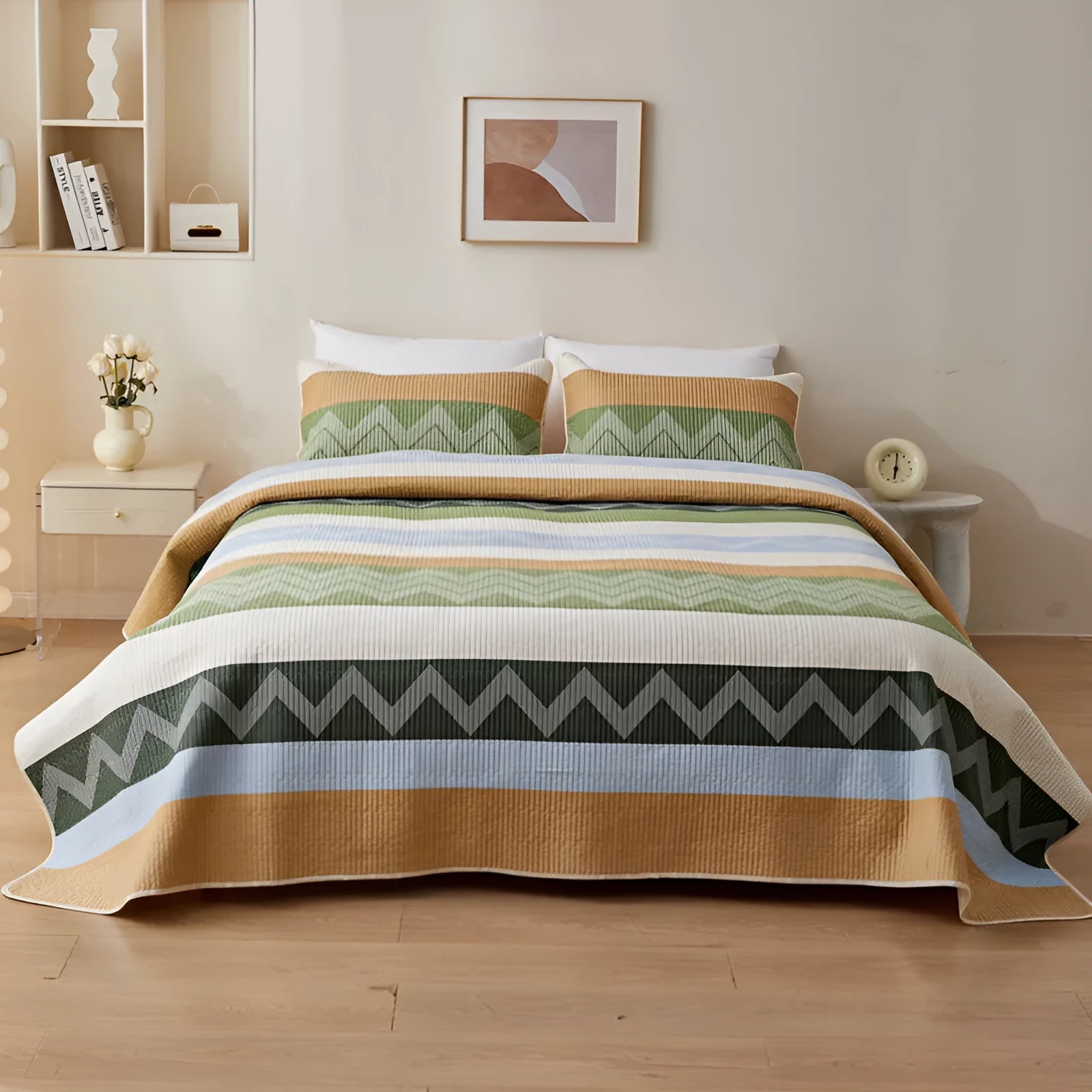 Pure cotton printed bed sheet set for 2.2 metre bed in modern simple style