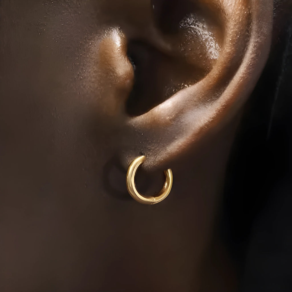 18K gold colour non-pierced ear clips for men hip-hop style one pair