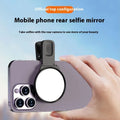 Black mobile phone rear camera self-timer clip with mirror, plastic and glass, includes lens, cloth, and storage box.