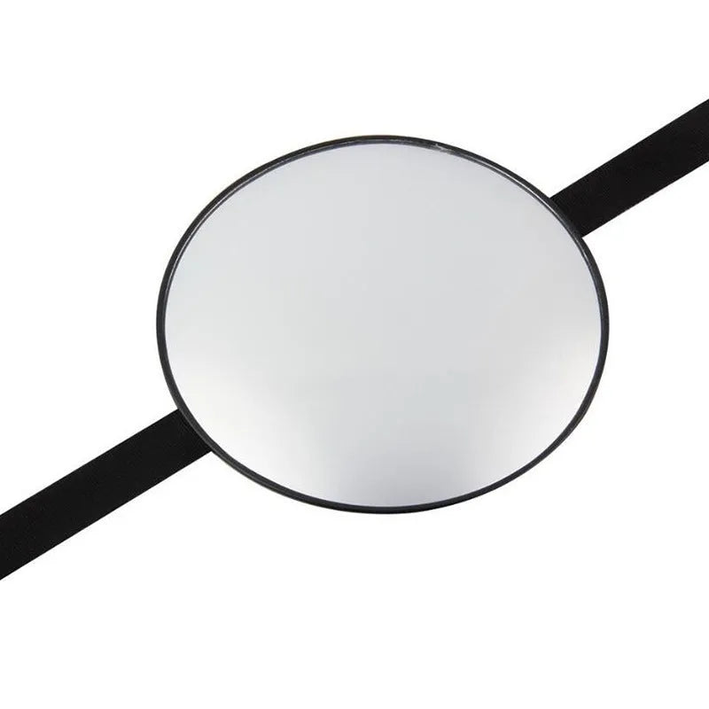 Black ABS baby safety rearview mirror with 17cm glass and adjustable strap for car seat monitoring.