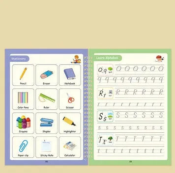 Children's English handwriting practice book with groove technology, pen, and ten replacement tips