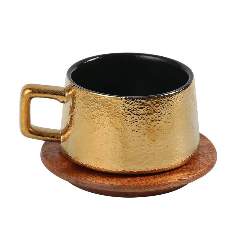 250ml gift tumbler coffee cup set with gold or silver plating in irregular shape with gift box