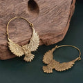 Vintage owl creative metal badge earrings in silver and gold retro style unisex accessory