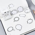 Box containing 45 black and white bubble design stickers for DIY decoration.