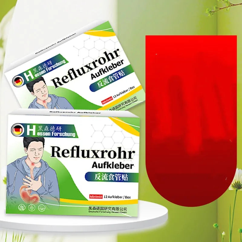 Box of 12 gastrointestinal patches for acid reflux and heartburn relief