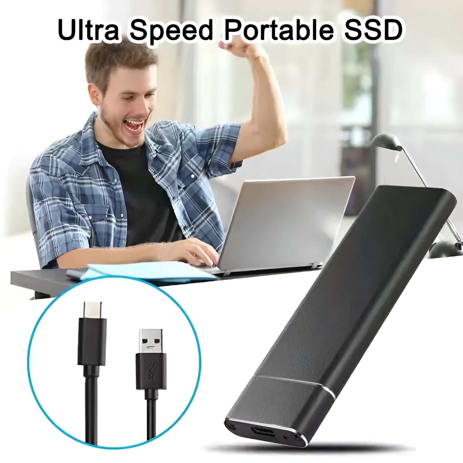 Ultra-thin metal mobile hard disk in black, blue, orange, red, or silver with 6TB capacity