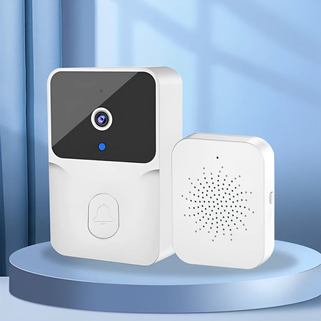 Wireless video doorbell in black or white, 85x54x24mm, with 850N night vision and 1000mAh battery