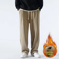 Men's double-sided polar fleece trousers with wool lining in Korean-style loose fit