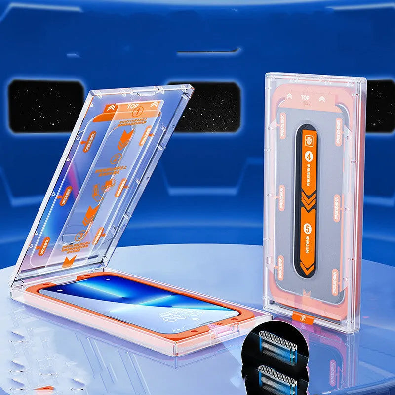Anti-peep tempered glass screen protector for iPhone with electroplated coating and clean room installation kit