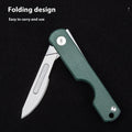 Mini express folding knife keychain with G10 handle, shown in black or green, compact outdoor EDC tool