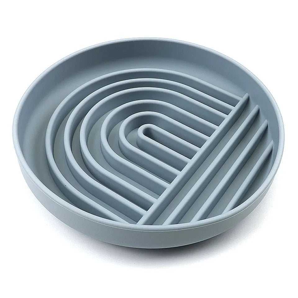 Silicone slow feeder dog bowl with ridge design in assorted colours