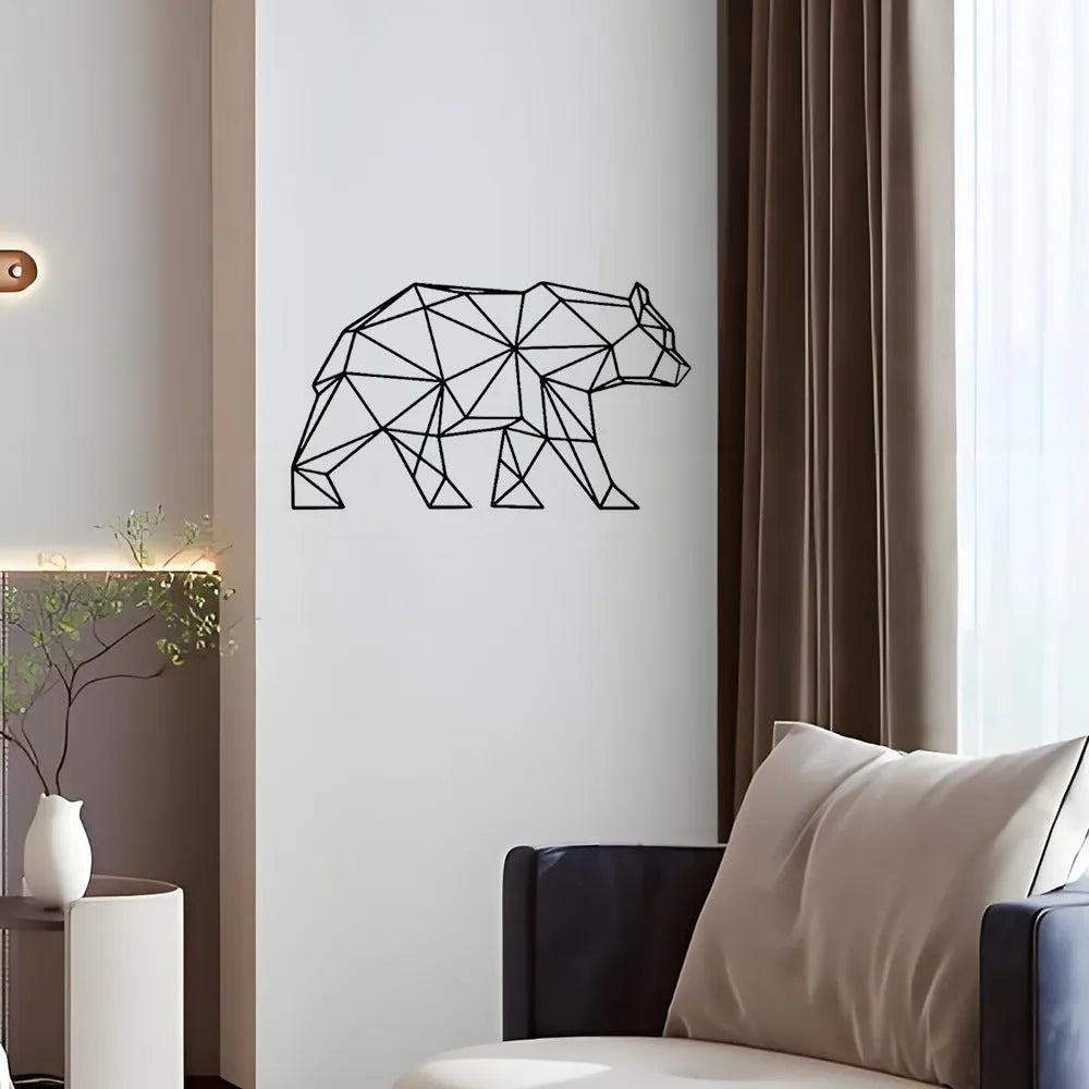 Polar bear silhouette metal iron wall hanging decoration modern Chinese style
