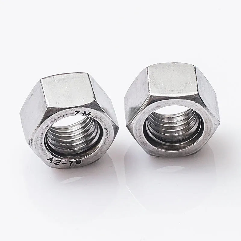 304 stainless steel thickened hexagon nut with metric thread, M6 to M56 size range