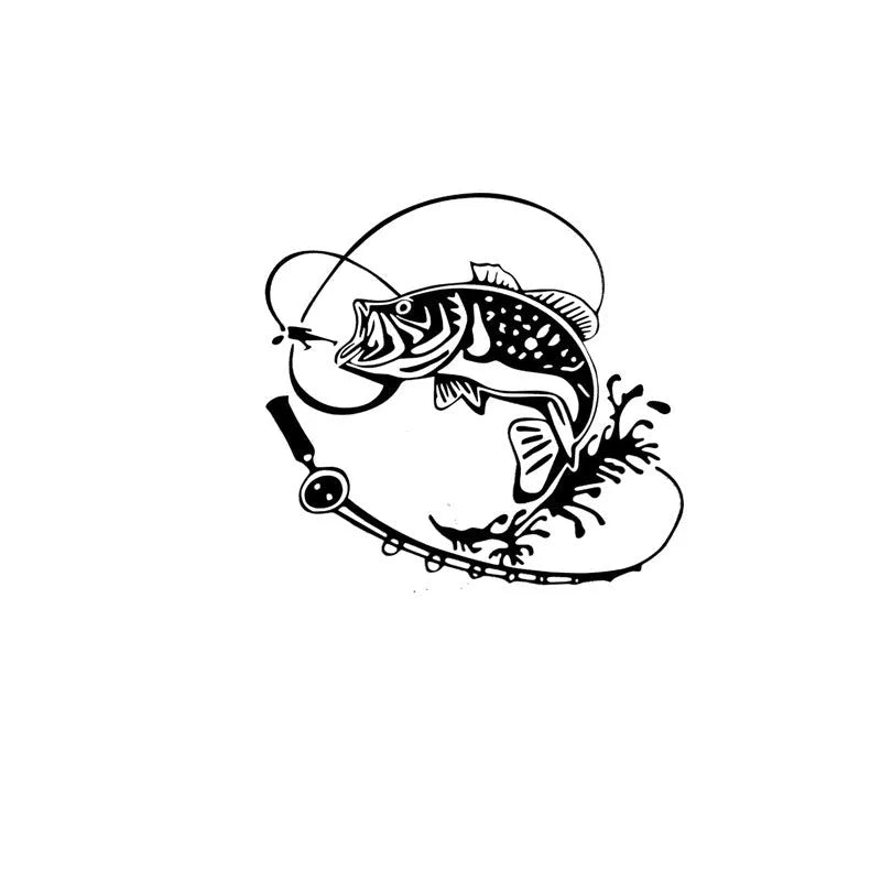 Year Fish car sticker in red colour on a car bumper, 25cm PET decal