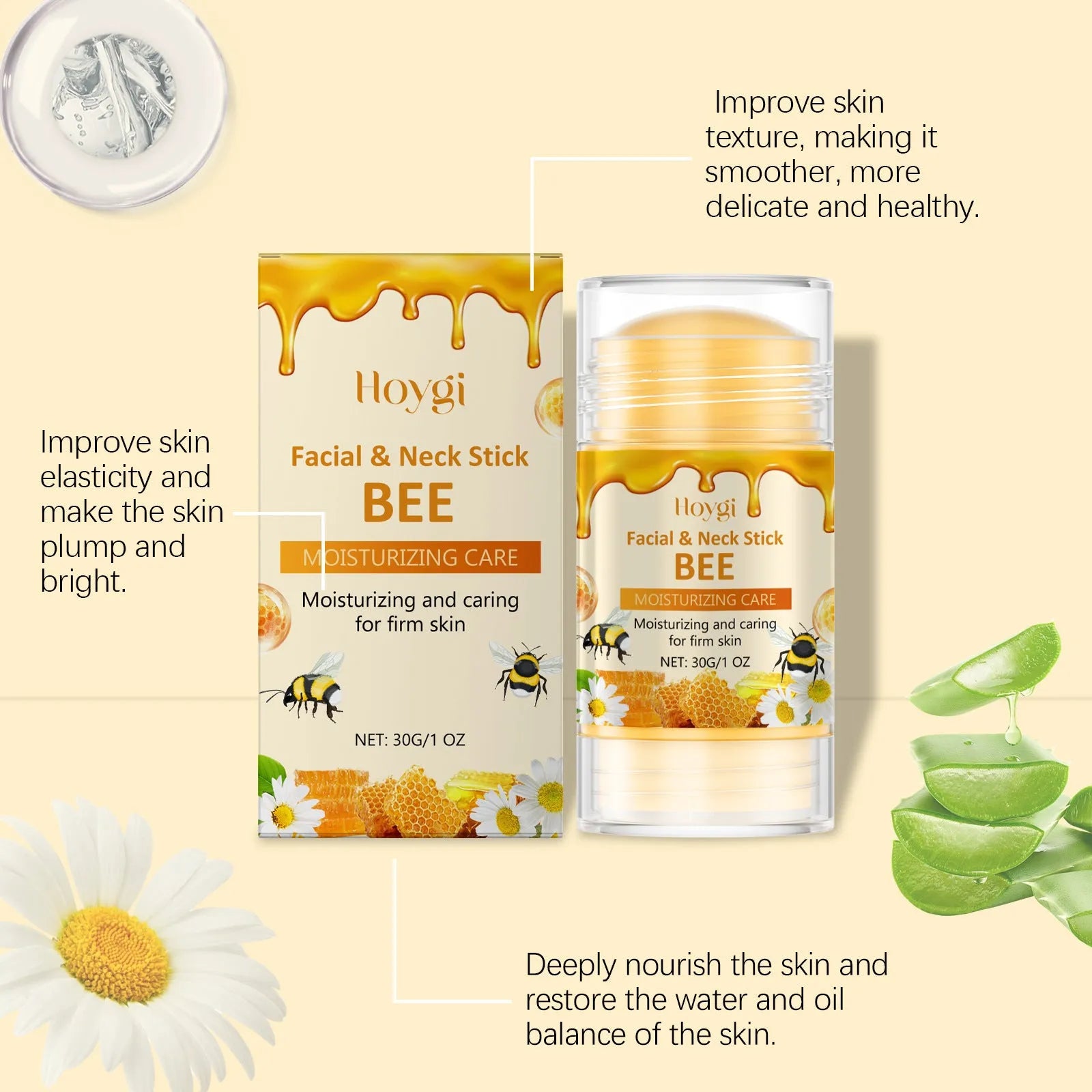 30g moisturising facial essence stick with botanical extracts and bee venom