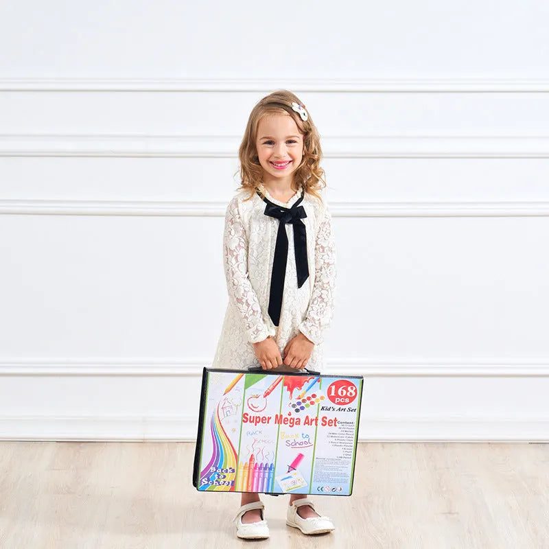168 piece watercolour pen set in a plastic case, black and pink options, art supplies for school and home