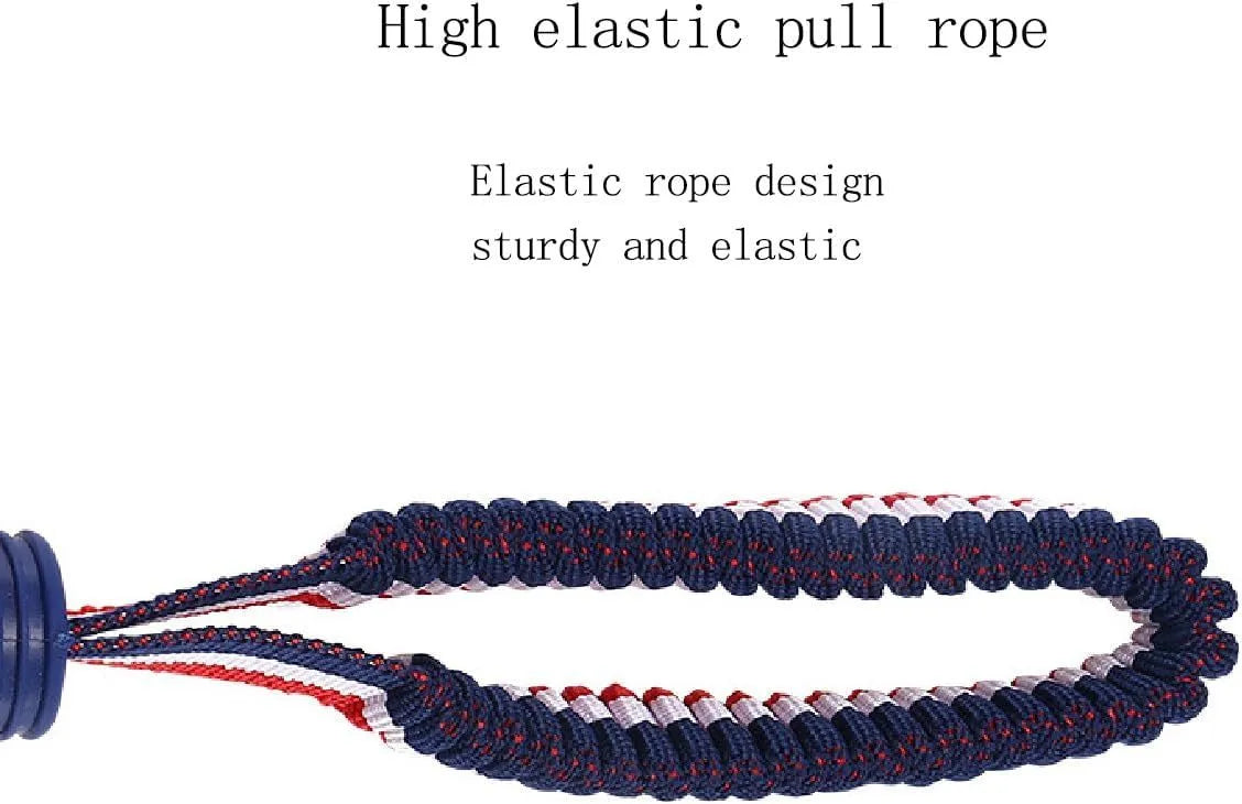 Red rubber dog ball with rope attachment showing textured surface and 29cm total length