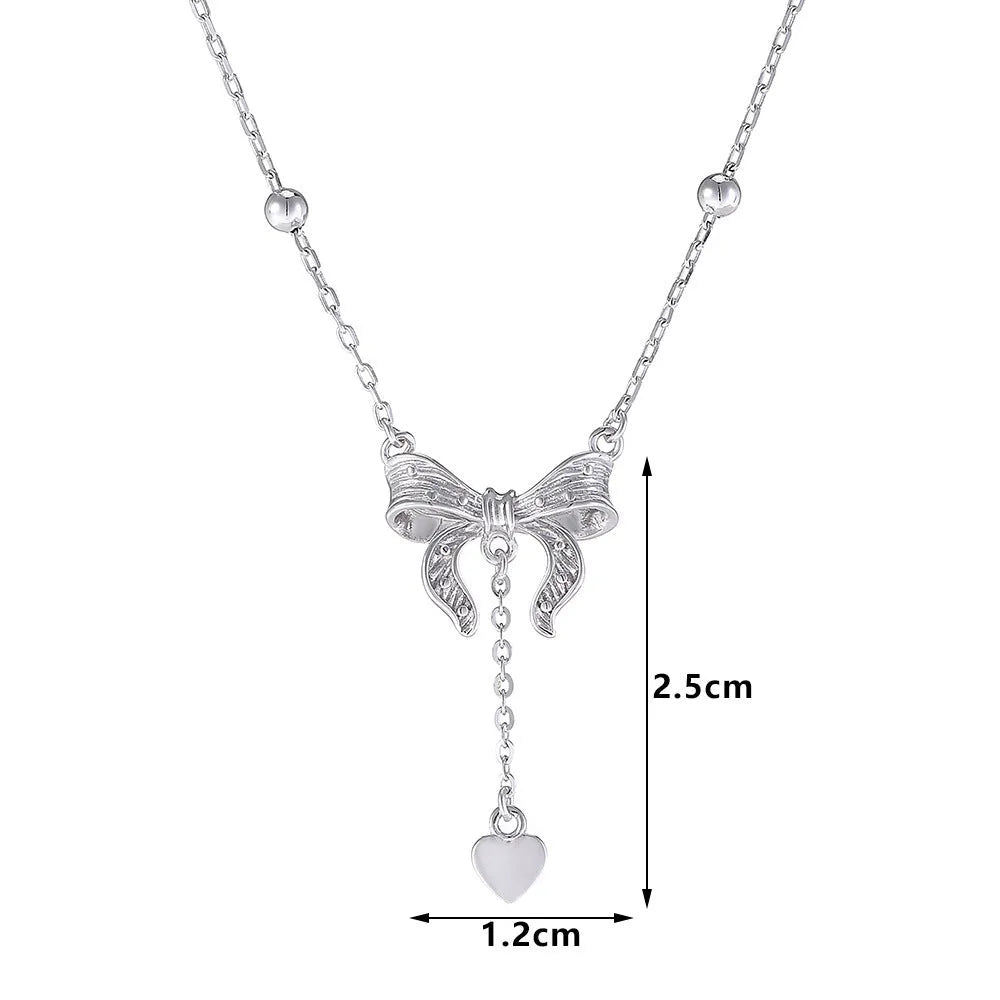 S925 pure silver butterfly heart pendant on an adjustable O-ring clavicle chain necklace.