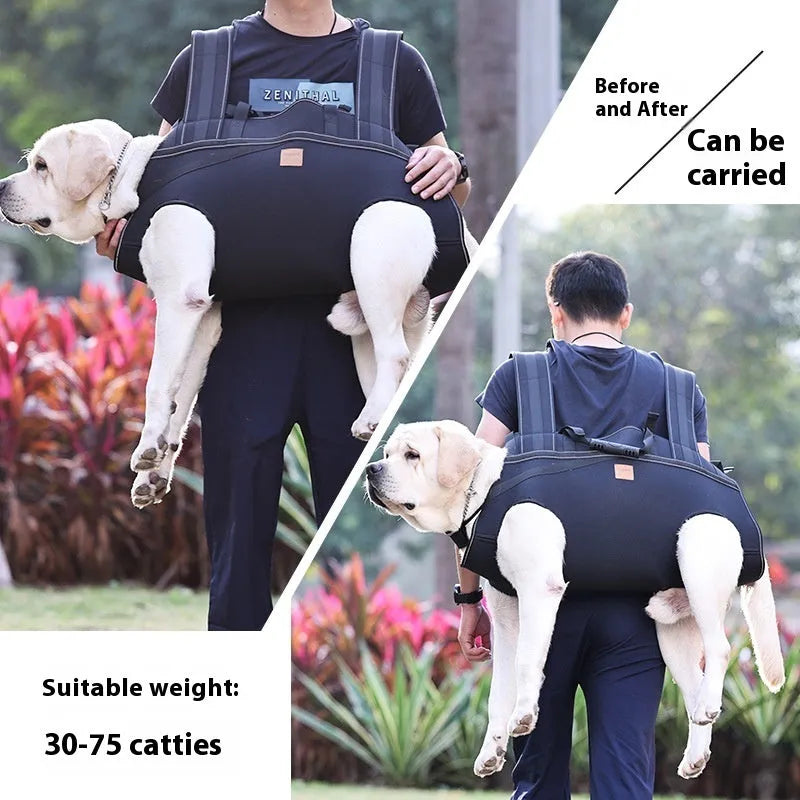 Black Oxford cloth dog backpack for medium and large pets in XL size