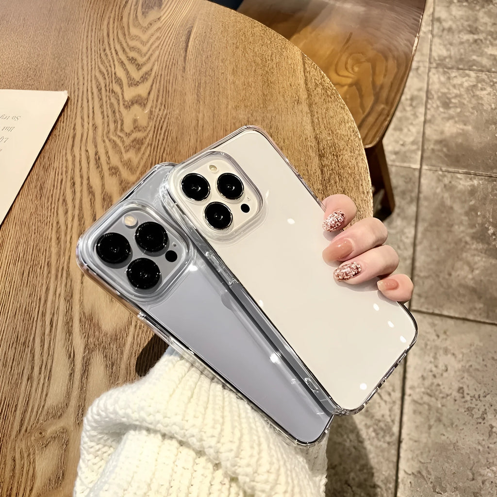 Transparent acrylic phone case for iPhone and Samsung with TPU bumper and airbag protection