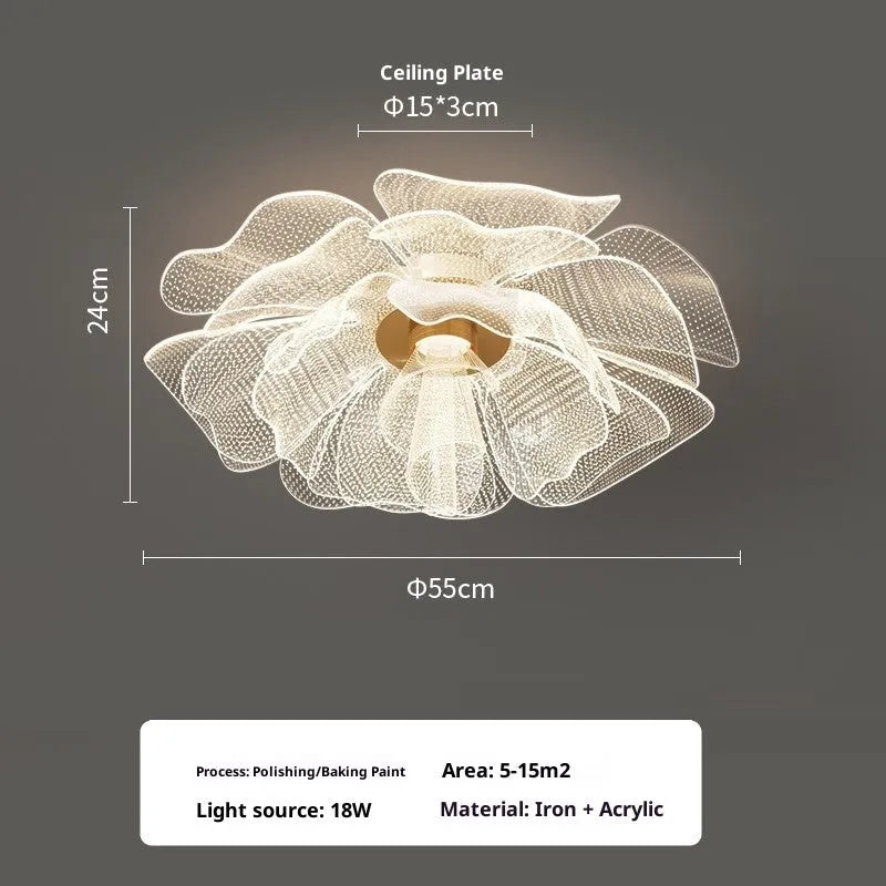 55cm acrylic flower ceiling light with iron frame and tricolour LED lighting