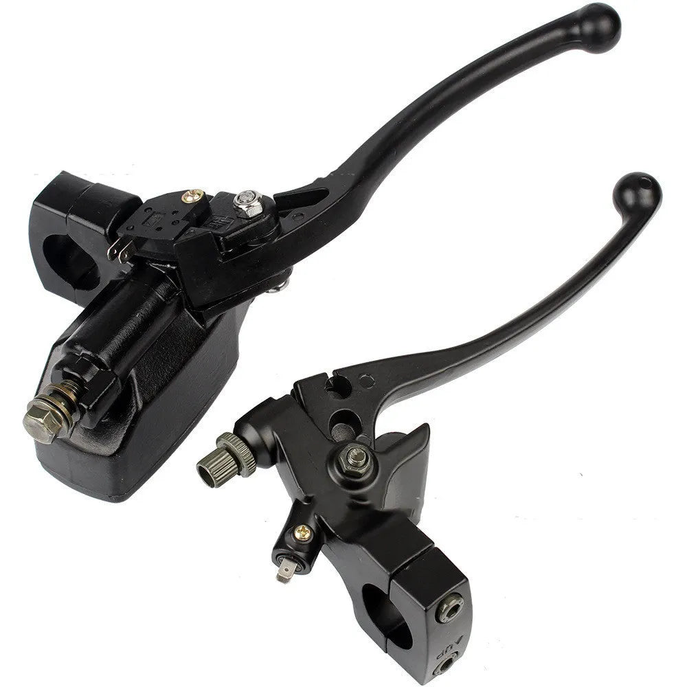 Black aluminium alloy left clutch lever and right brake master cylinder set for 1 inch handlebars