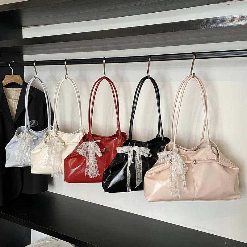 Large capacity commuter tote shoulder bag in PU with double shoulder straps, available in multiple colours