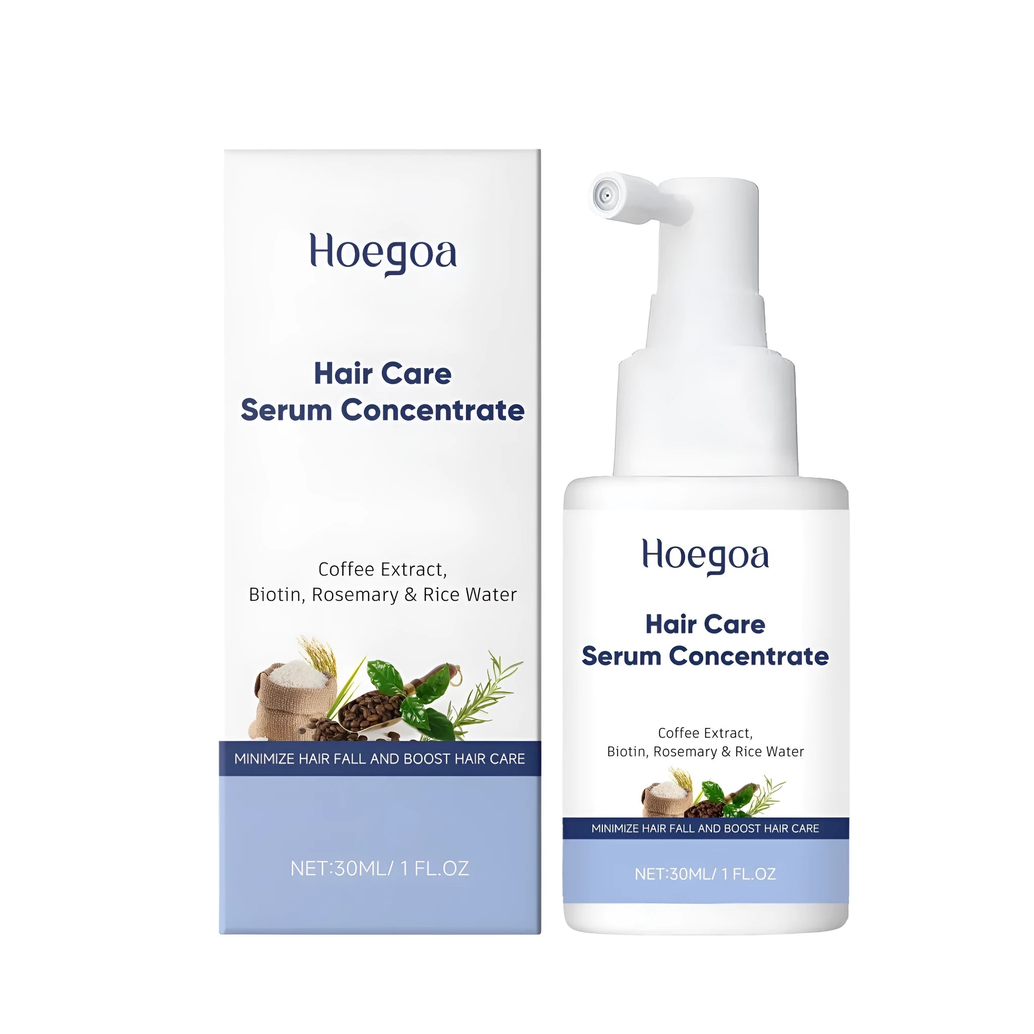 30ml hair serum bottle with spray applicator containing biotin and botanical oils