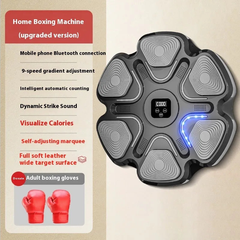 Smart music boxing wall target with electronic reaction training and pressure-sensitive gloves
