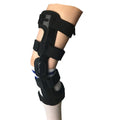 Black anterior ligament knee pad supporter showing left and right size options.