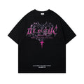 Men's retro printed cotton short sleeve T-shirt in loose fit available in white and black