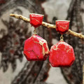Emperor Stone geometric retro ethnic earrings in five colour options A B C D E, one pair included