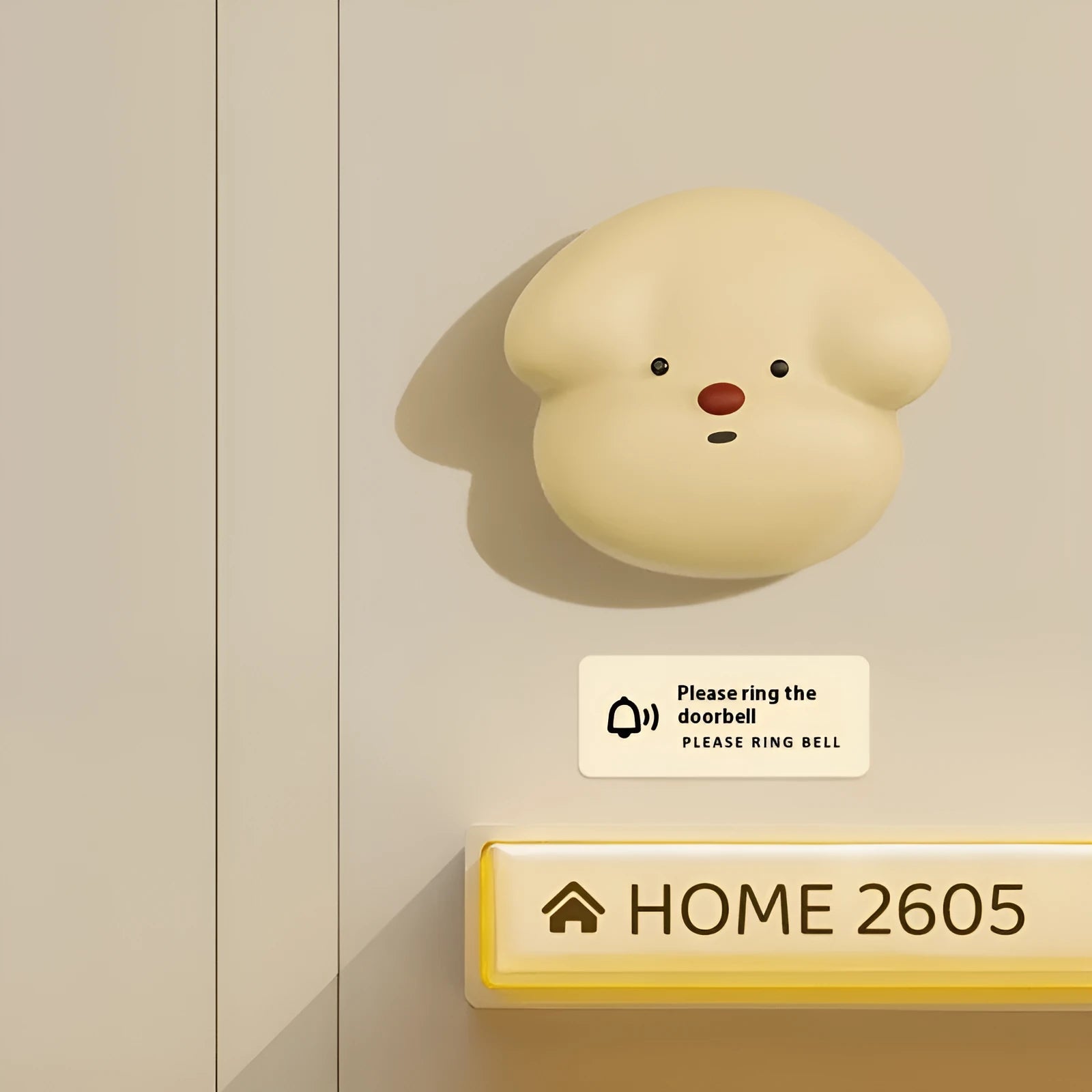 Household wireless plug-in doorbell in milky yellow and white colour options with self-generating technology