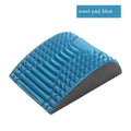 Blue EVA foam back stretcher pillow for lumbar and neck support measuring 33cm long