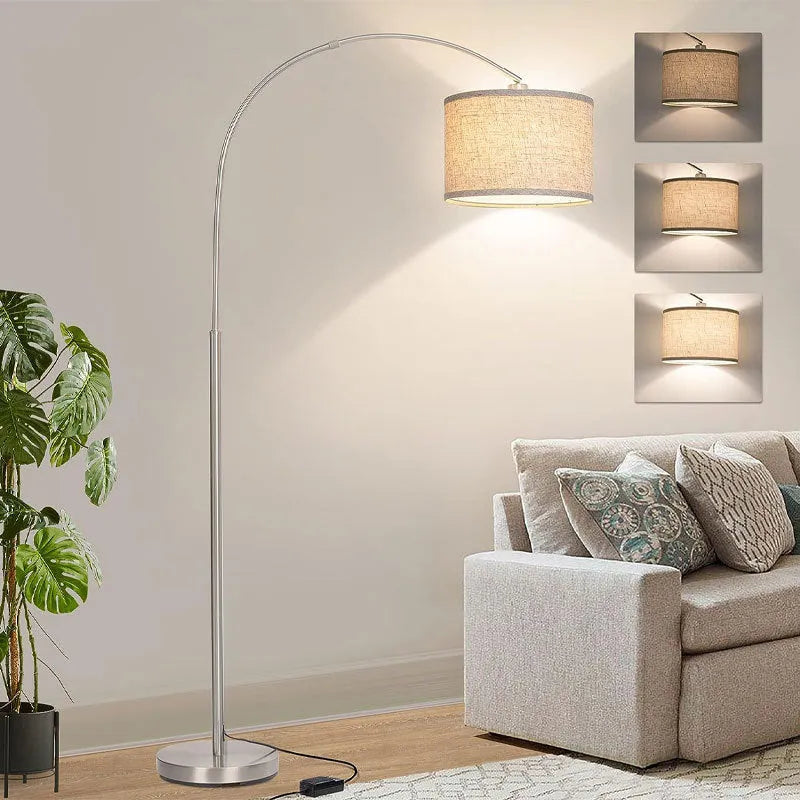 Black fabric shade vertical floor lamp in modern minimalist style for indoor living room use