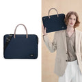 Simple thin nylon 15.6 inch laptop business handbag with zipper and soft handle in dark blue or pink