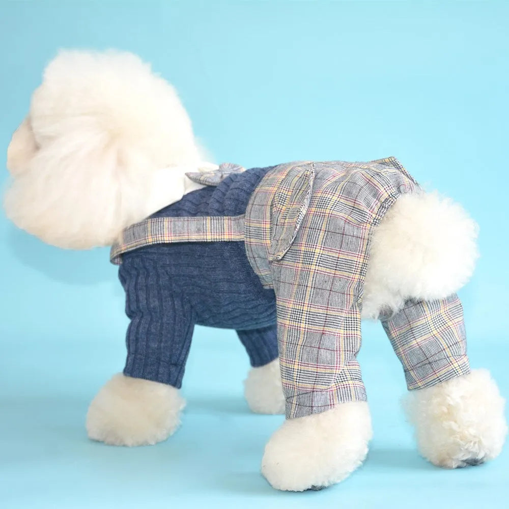 Orange cotton button shirt for small dog on mannequin